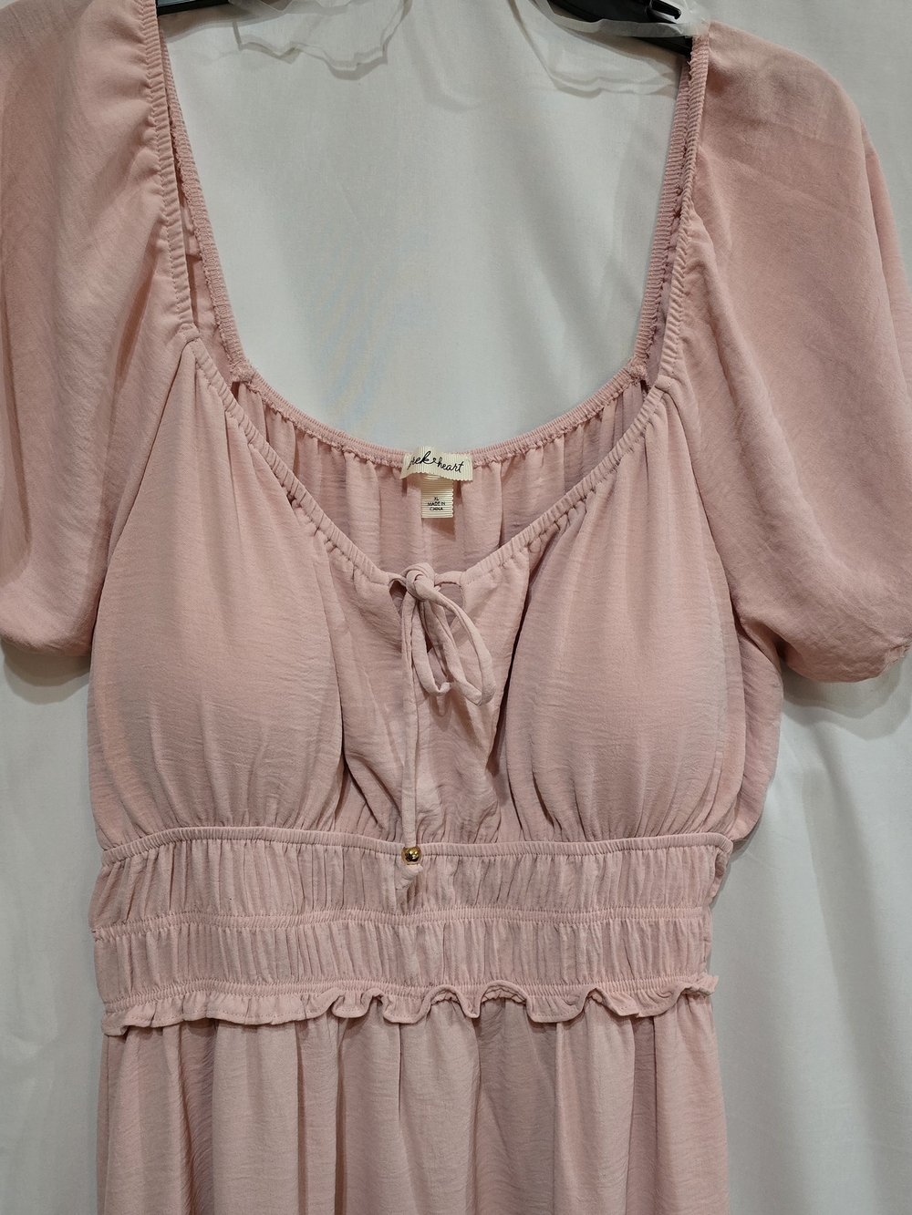 Derek Heart XL Dress Dusty Pink w/Smocked Waist Sweetheart Neckline Cottagecore - Picture 5 of 6